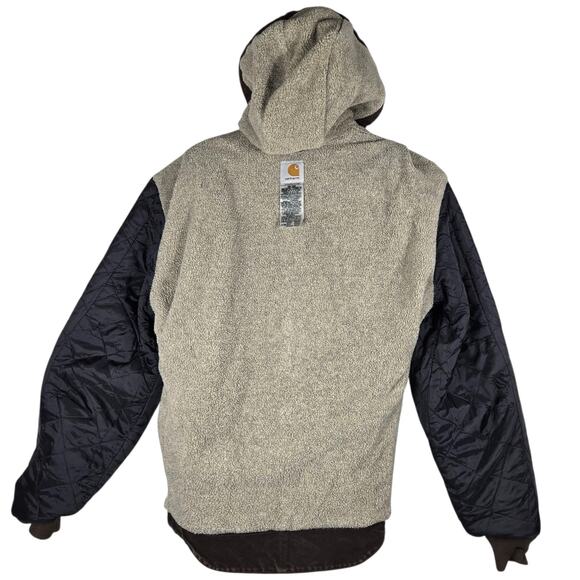 Carhartt Sandstone Sierra Jacket Mens Small Dark Brown Sherpa Hooded Utility - Picture 12 of 13